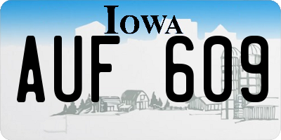IA license plate AUF609