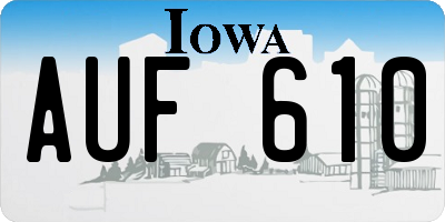 IA license plate AUF610