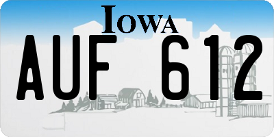 IA license plate AUF612