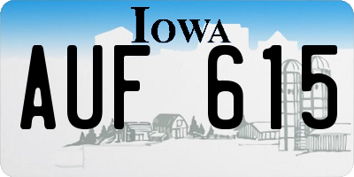IA license plate AUF615