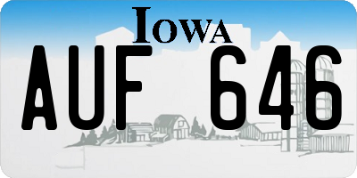 IA license plate AUF646