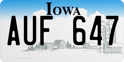 IA license plate AUF647