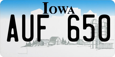 IA license plate AUF650