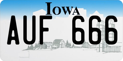 IA license plate AUF666