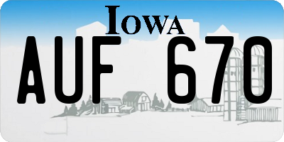 IA license plate AUF670