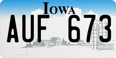 IA license plate AUF673