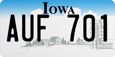 IA license plate AUF701