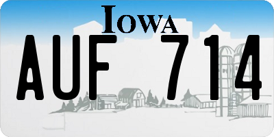 IA license plate AUF714
