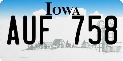 IA license plate AUF758
