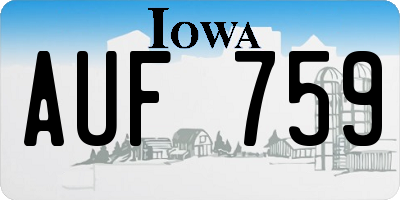 IA license plate AUF759