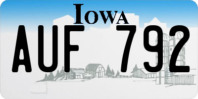IA license plate AUF792
