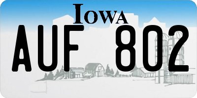 IA license plate AUF802