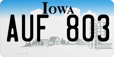IA license plate AUF803