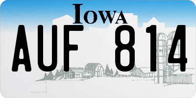 IA license plate AUF814