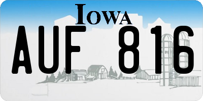 IA license plate AUF816