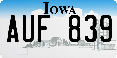 IA license plate AUF839