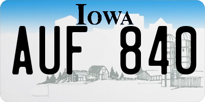 IA license plate AUF840