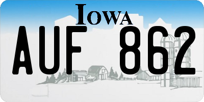 IA license plate AUF862