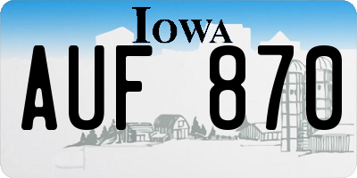 IA license plate AUF870