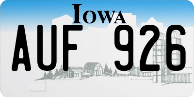 IA license plate AUF926