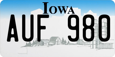 IA license plate AUF980
