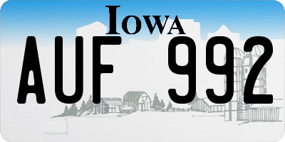 IA license plate AUF992