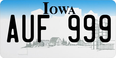 IA license plate AUF999