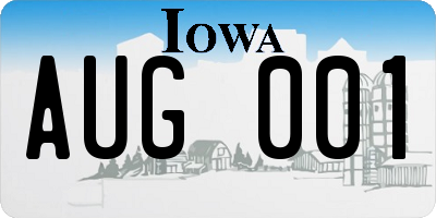 IA license plate AUG001