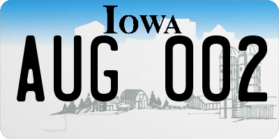 IA license plate AUG002