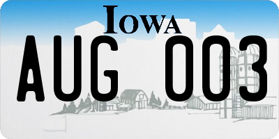 IA license plate AUG003