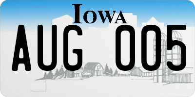 IA license plate AUG005