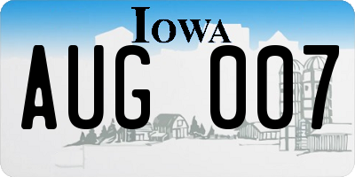 IA license plate AUG007