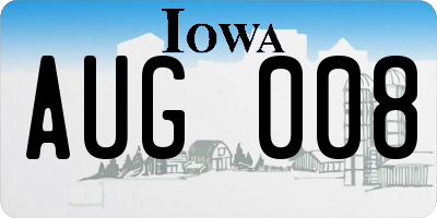 IA license plate AUG008