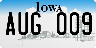 IA license plate AUG009