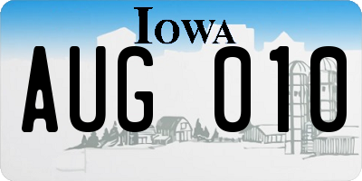 IA license plate AUG010