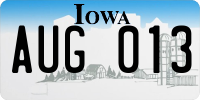 IA license plate AUG013