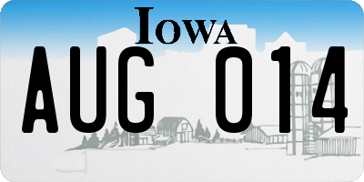 IA license plate AUG014