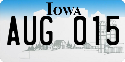 IA license plate AUG015