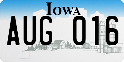 IA license plate AUG016