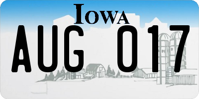 IA license plate AUG017