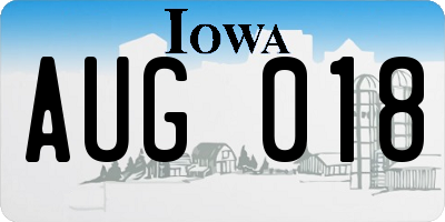 IA license plate AUG018