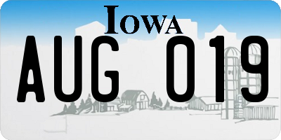 IA license plate AUG019
