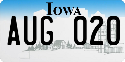 IA license plate AUG020