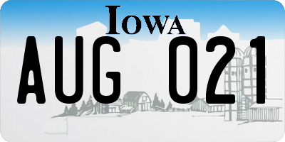IA license plate AUG021