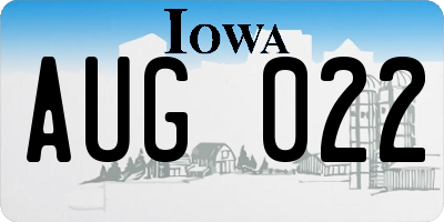 IA license plate AUG022