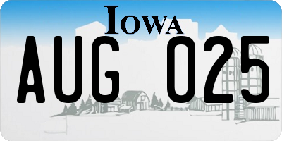IA license plate AUG025