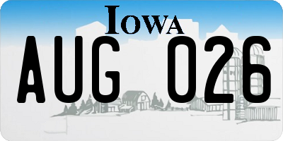 IA license plate AUG026