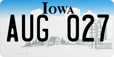 IA license plate AUG027