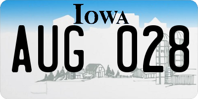 IA license plate AUG028