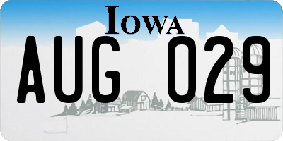 IA license plate AUG029